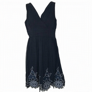 Viktor @ Rolf Navy Blue With Floral Embroidery Mini Dress Size 4